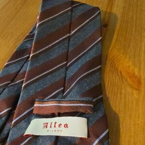 Altea Milano Striped Tie in Brown and Gray